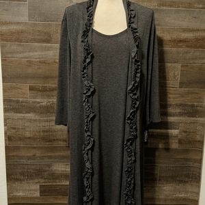 NWT Forever Woman Gray Ruffle Dress 2XP Petite